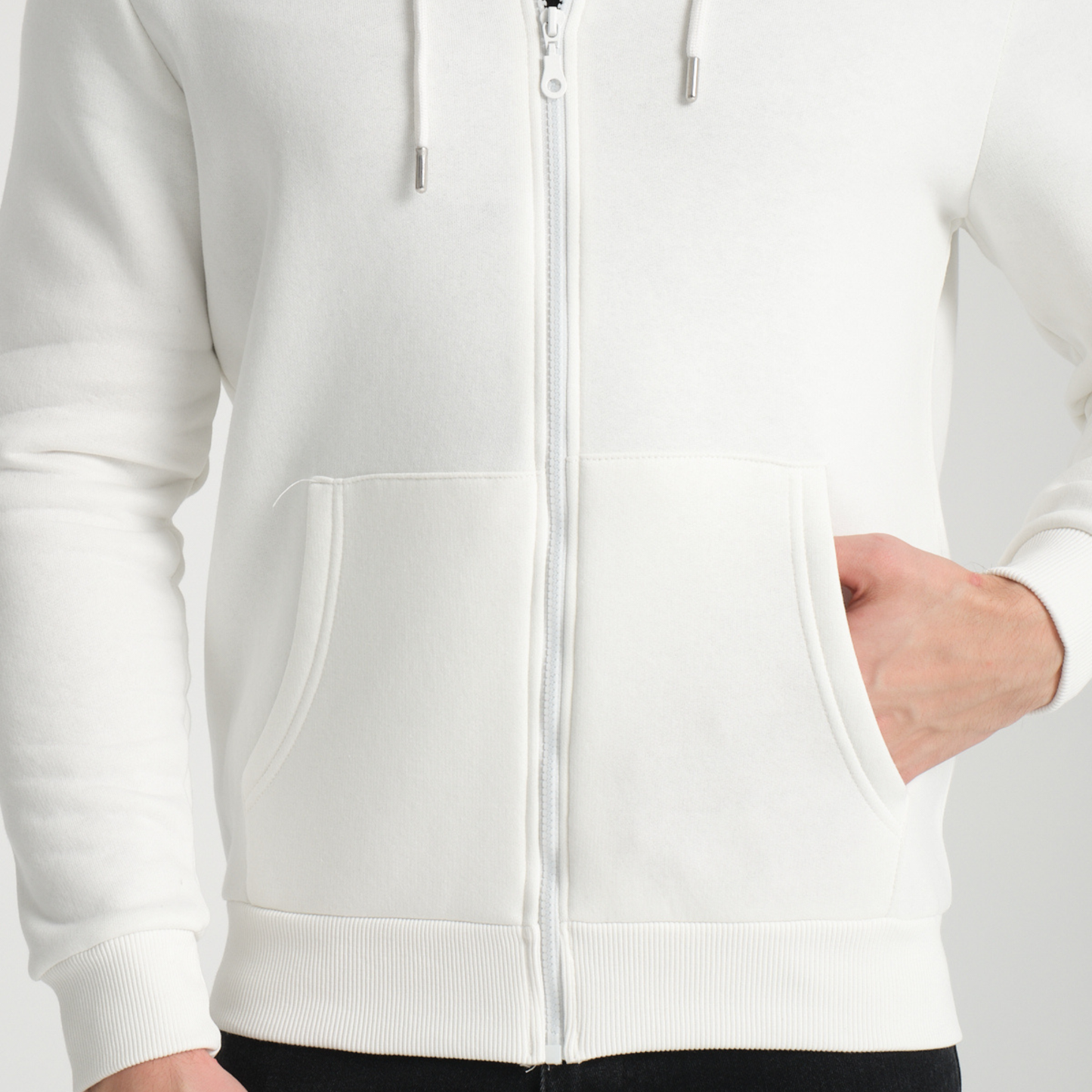 Felpa con Cappuccio e Cerniera White - Interno Felpato - Felpa 40