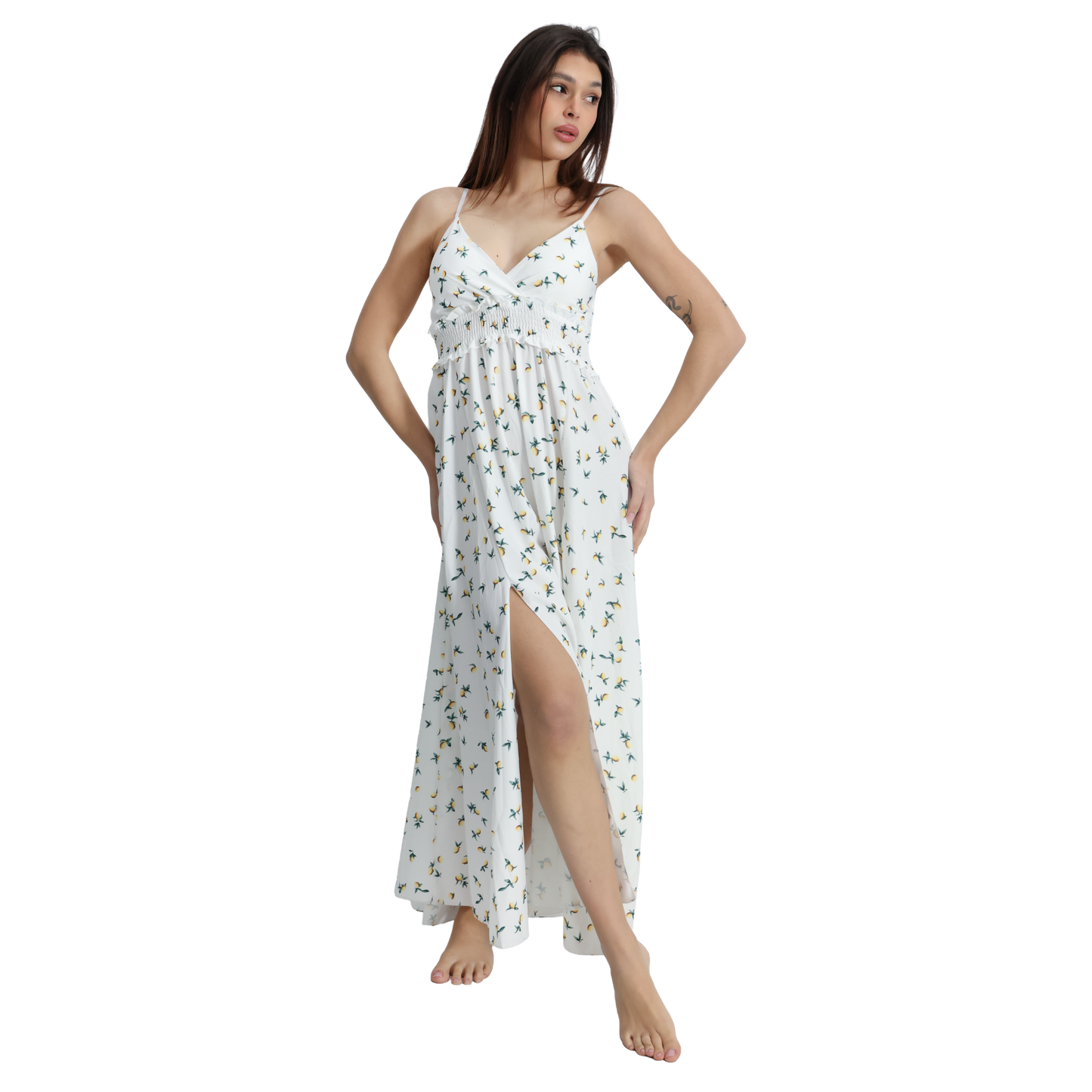Vestito lungo con spacco in diverse fantasie - VEST186