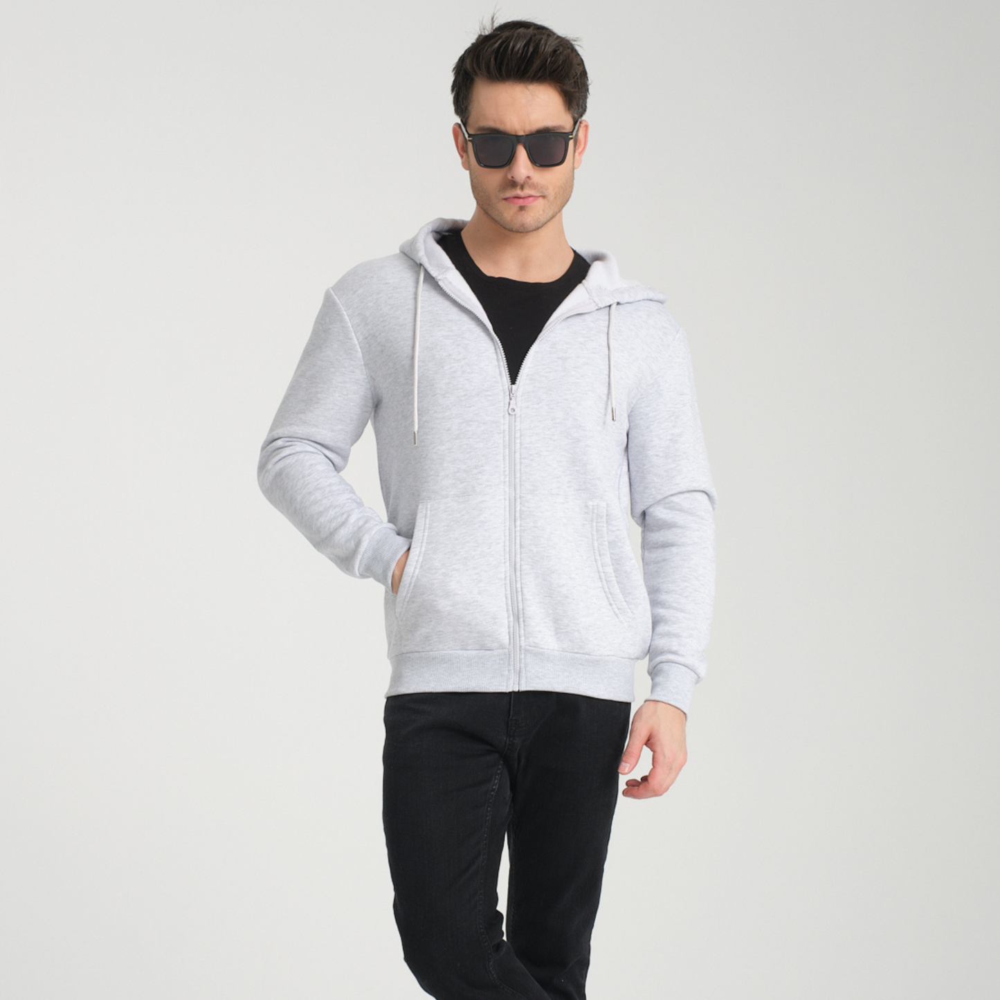 Felpa con Cappuccio e Cerniera Snow Melange - Interno Felpato - Felpa 40