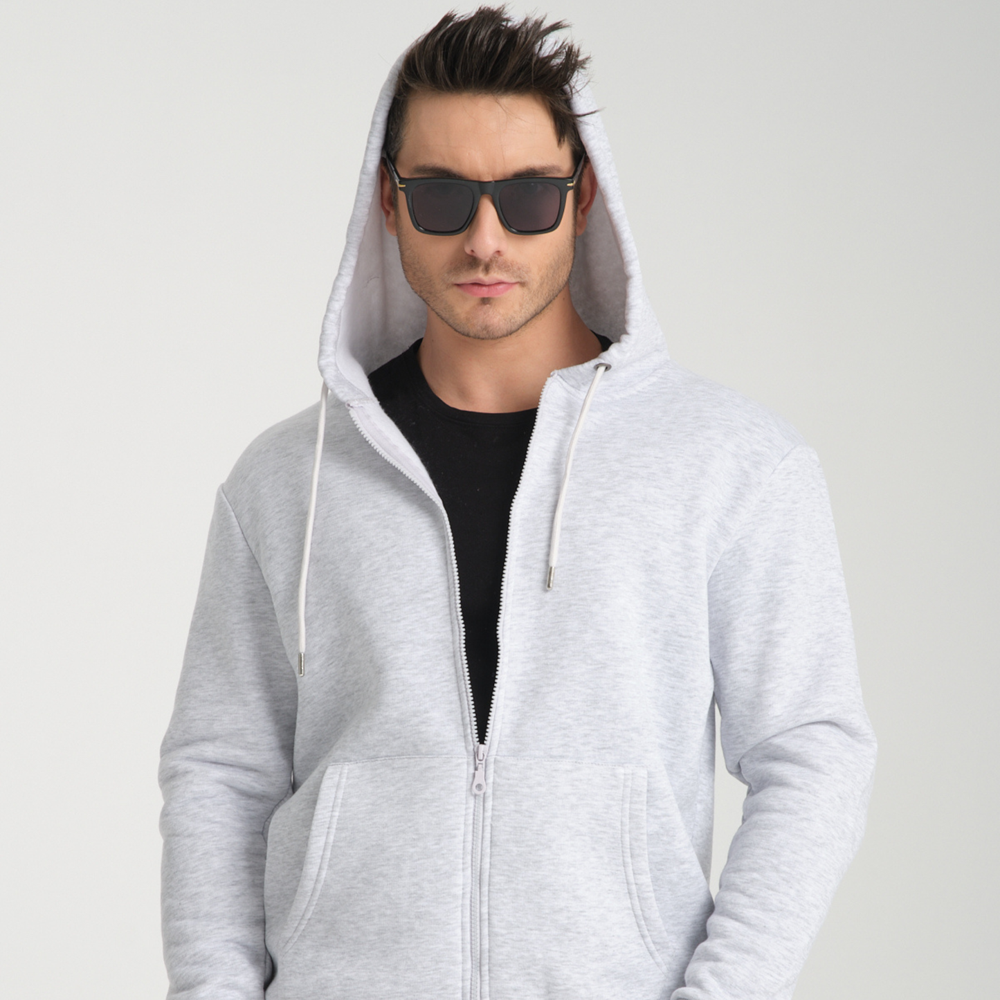 Felpa con Cappuccio e Cerniera Snow Melange - Interno Felpato - Felpa 40