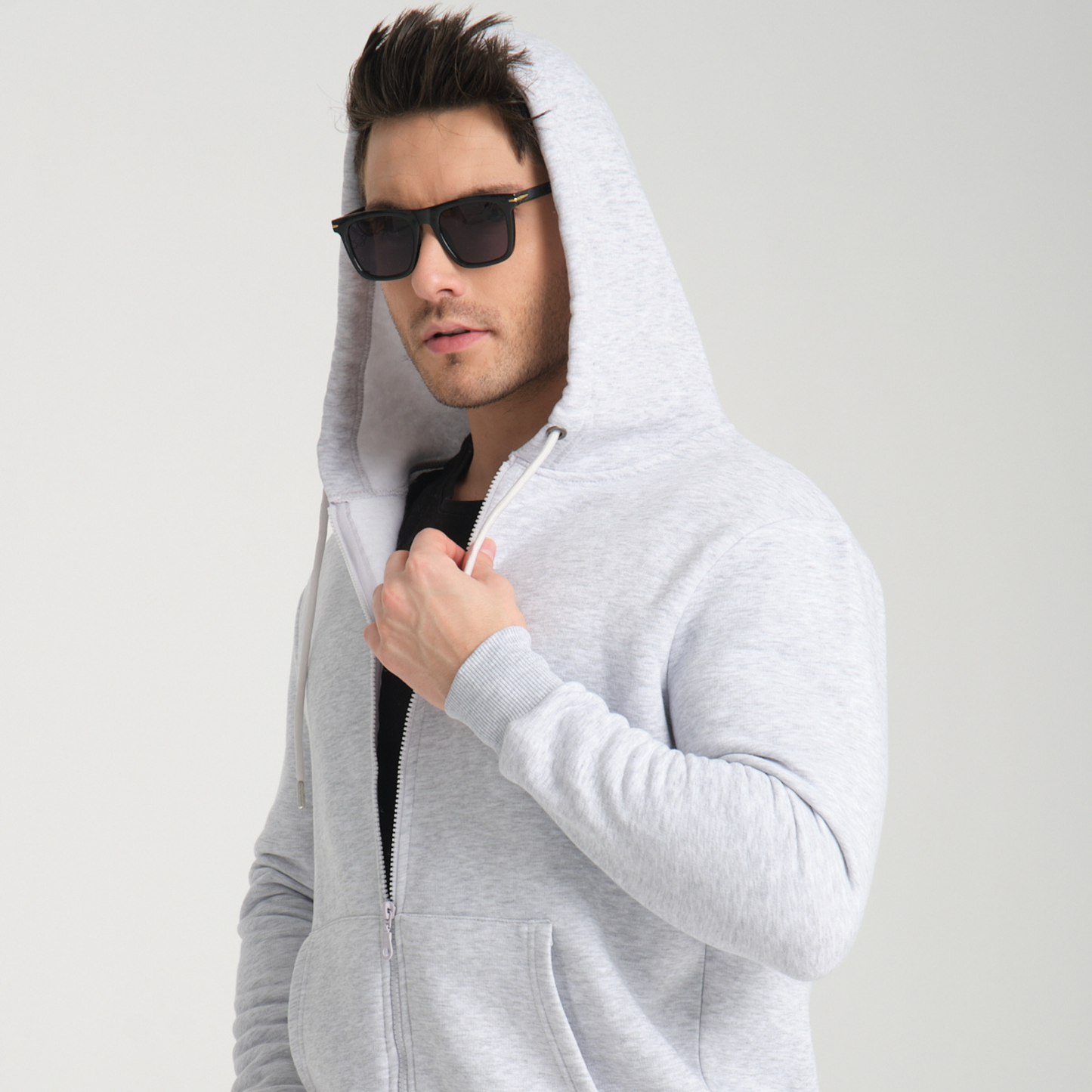 Felpa con Cappuccio e Cerniera Snow Melange - Interno Felpato - Felpa 40