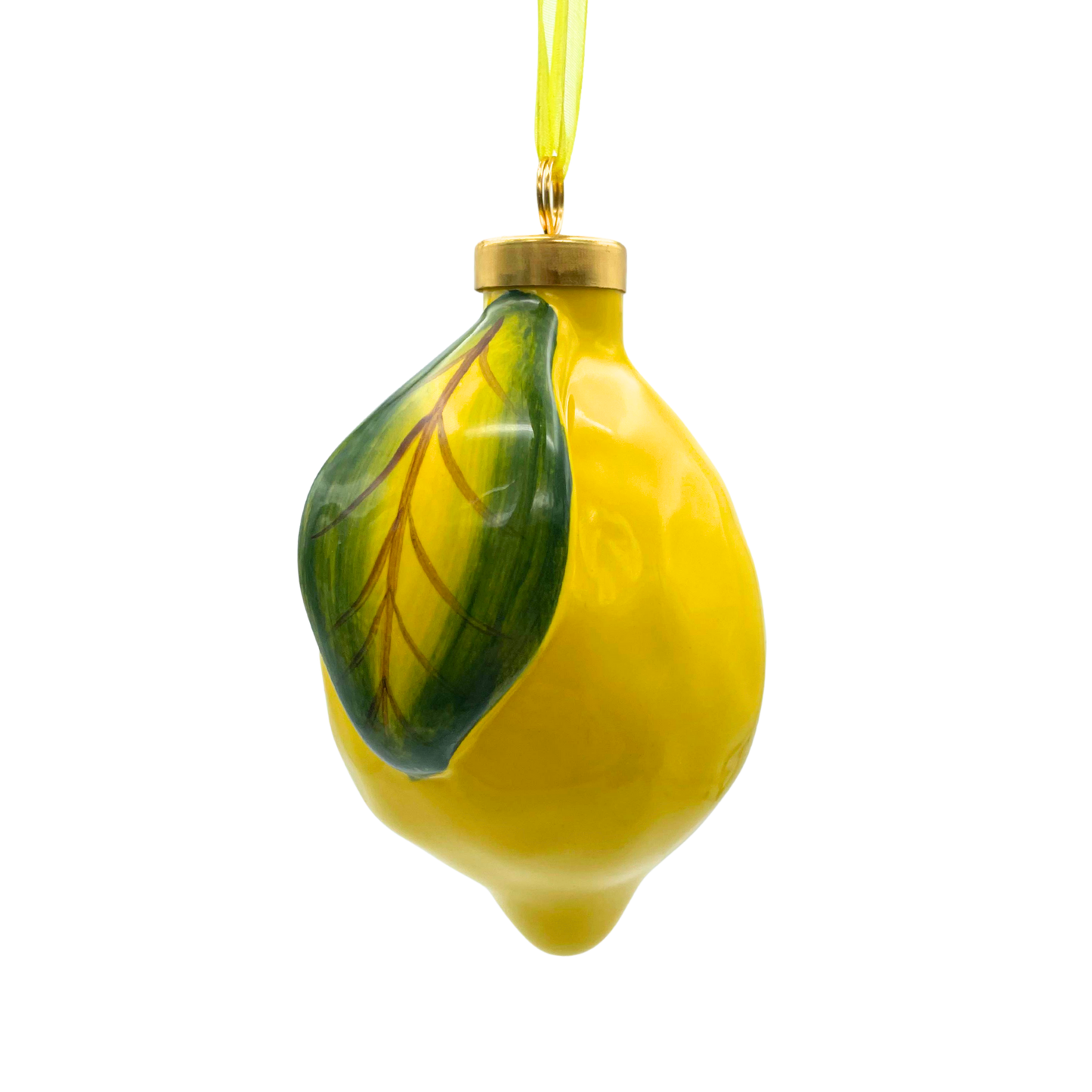 Pallina di Natale in Ceramica a Forma di Limone Grande - 7,6 x 11 cm - SF26