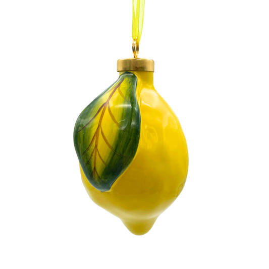 Pallina di Natale in Ceramica a Forma di Limone Grande - 7,6 x 11 cm - SF26