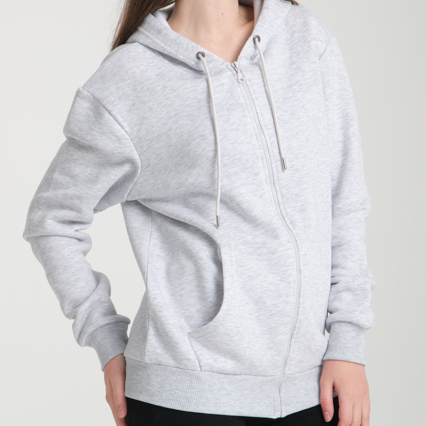 Felpa con Cappuccio e Cerniera Snow Melange - Interno Felpato - Felpa 40 Donna