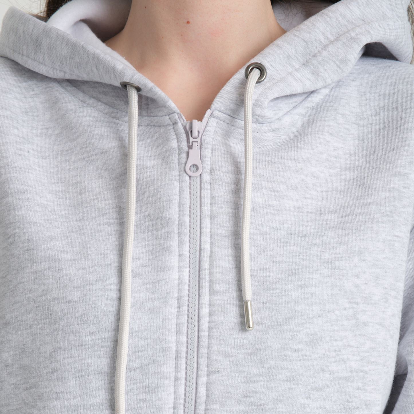 Felpa con Cappuccio e Cerniera Snow Melange - Interno Felpato - Felpa 40 Donna