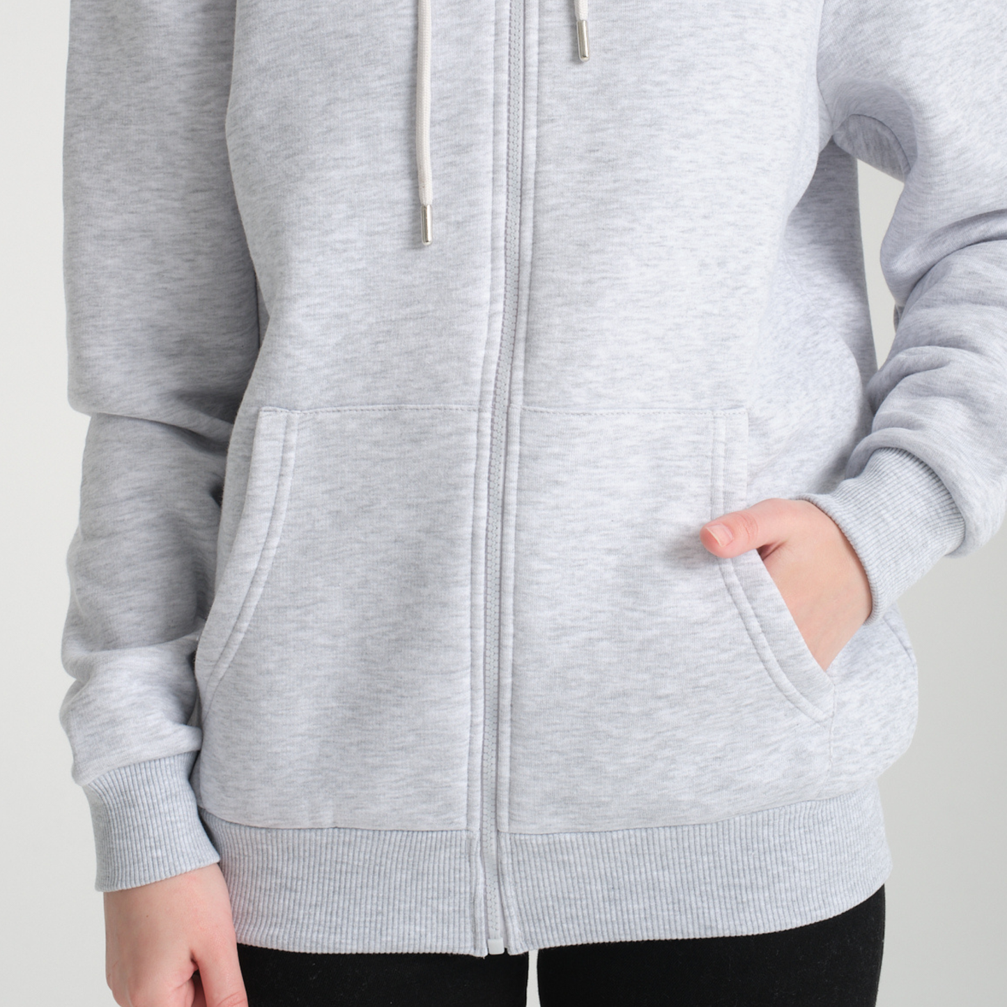 Felpa con Cappuccio e Cerniera Snow Melange - Interno Felpato - Felpa 40 Donna