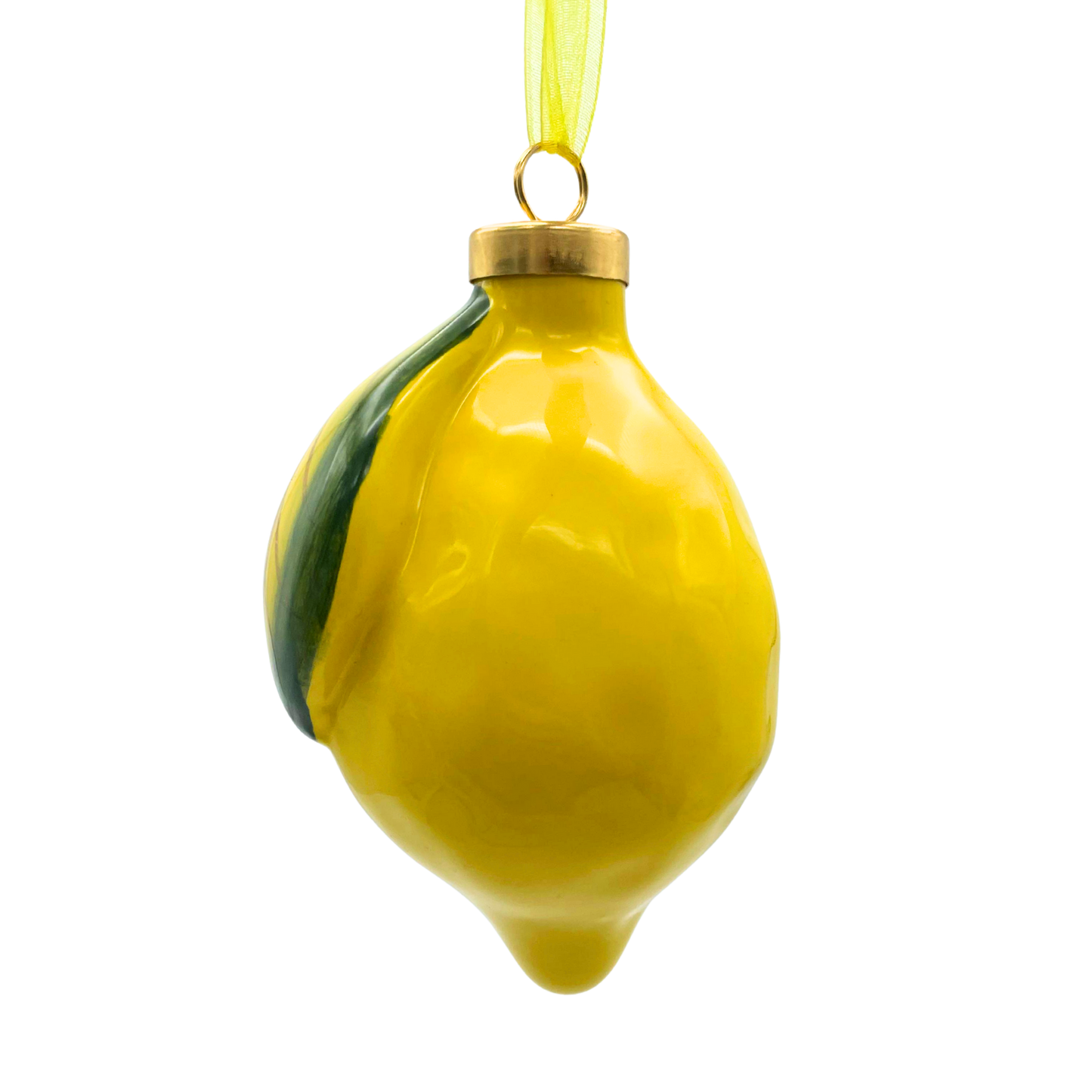Pallina di Natale in Ceramica a Forma di Limone Grande - 7,6 x 11 cm - SF26