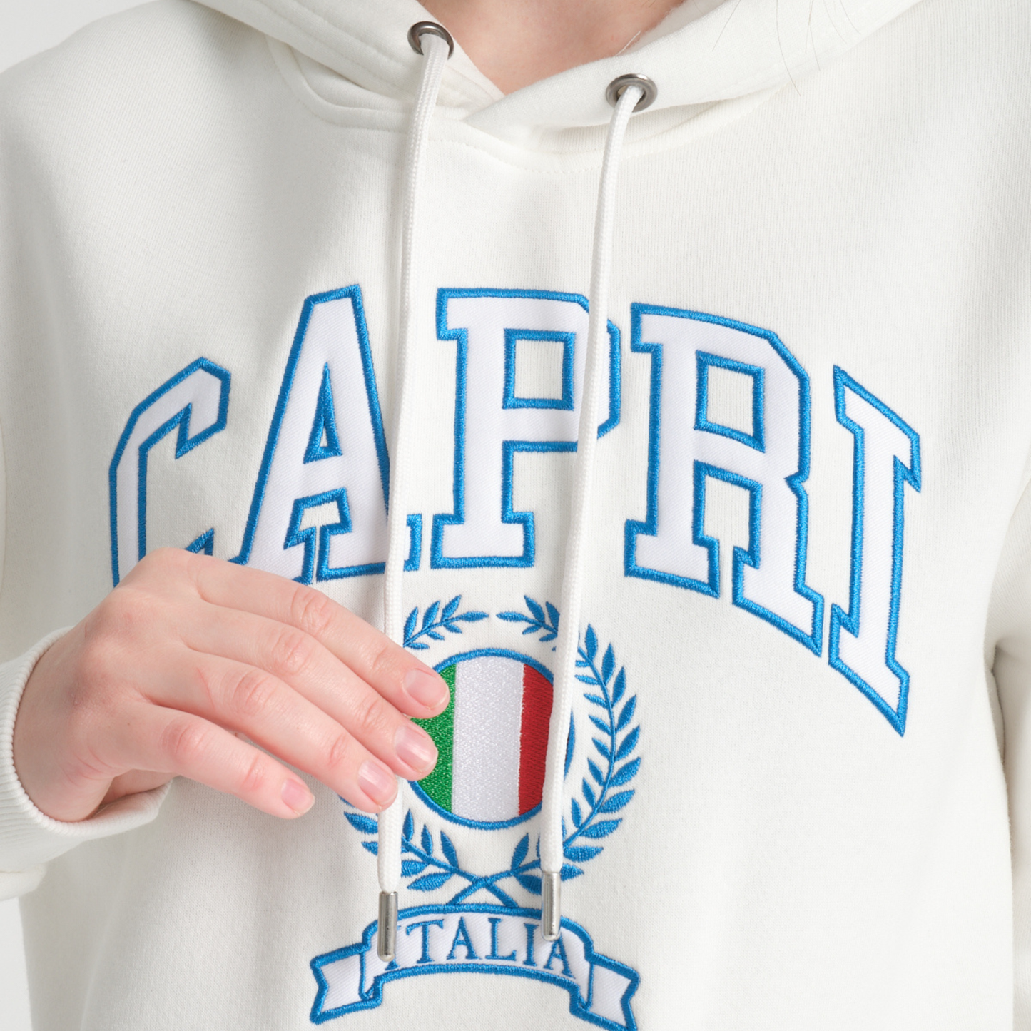 Felpa con Cappuccio Hoodie Capri White - Interno Felpato - Felpa 23 Donna