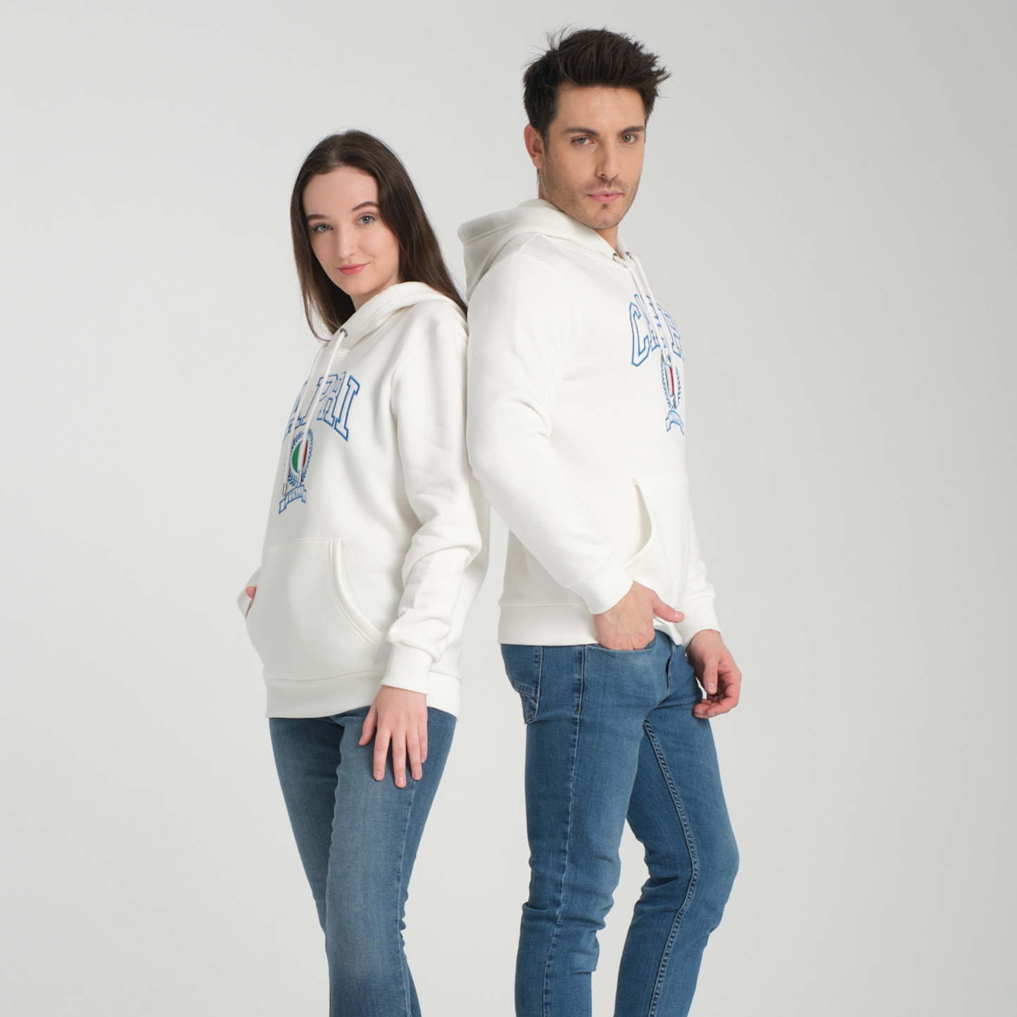Felpa con Cappuccio Hoodie Capri White - Interno Felpato - Felpa 23 Donna