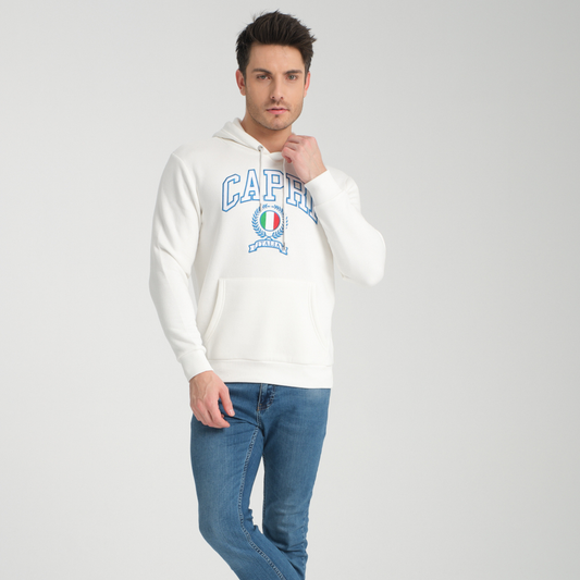 Felpa con Cappuccio Hoodie Capri White - Interno Felpato - Felpa 23
