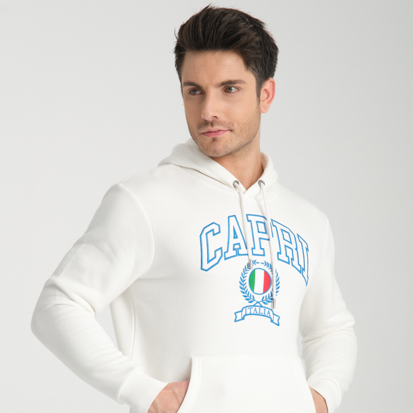 Felpa con Cappuccio Hoodie Capri White - Interno Felpato - Felpa 23