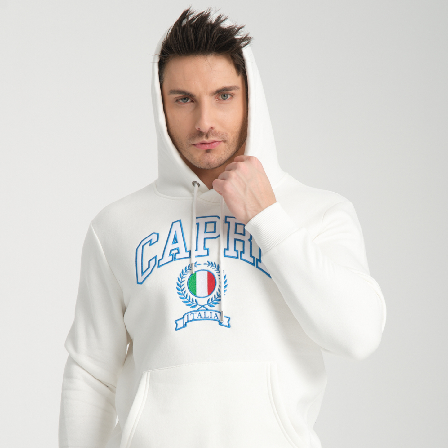 Felpa con Cappuccio Hoodie Capri White - Interno Felpato - Felpa 23