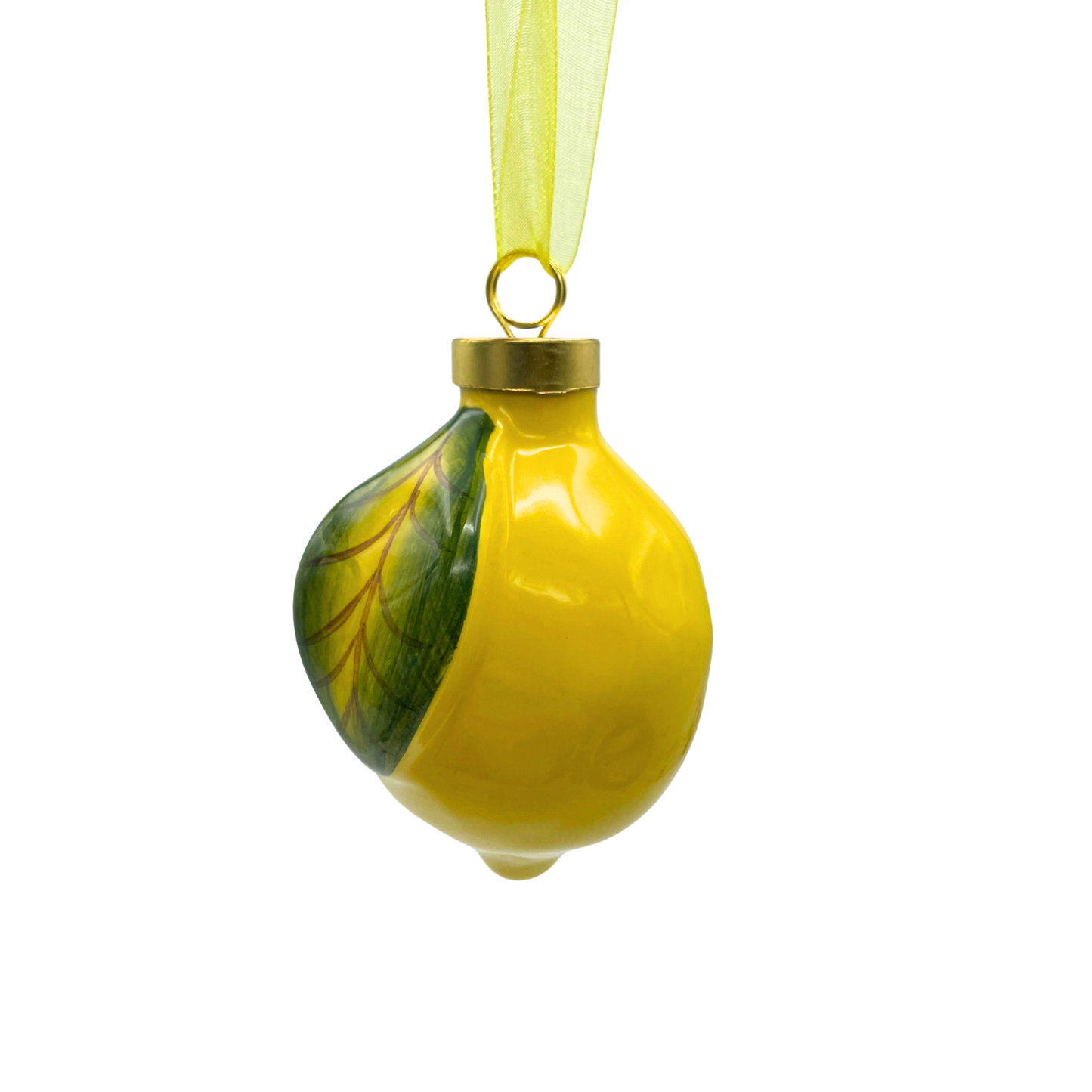 Pallina di Natale in Ceramica a Forma di Limone Piccola - 6 x 8,5 cm - SF25