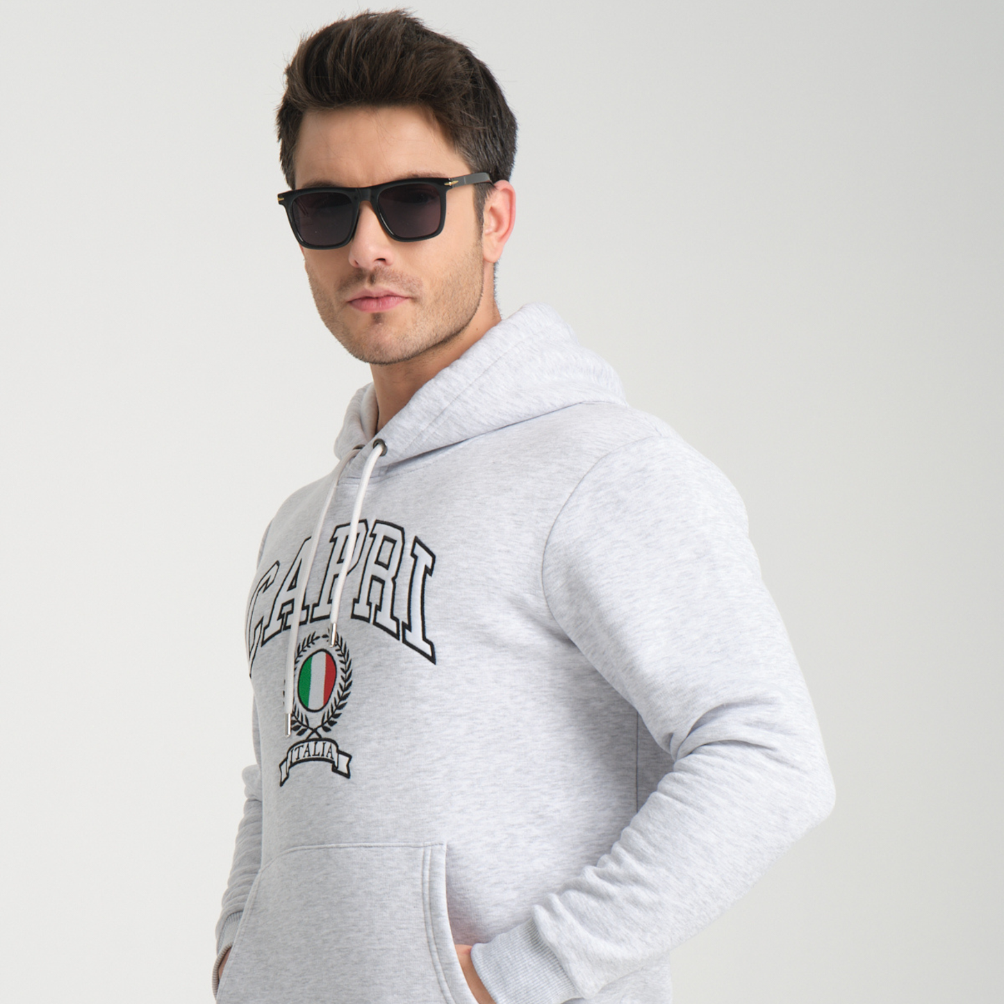 Felpa con Cappuccio Hoodie Capri Snow Melange – Interno Felpato - Felpa 23