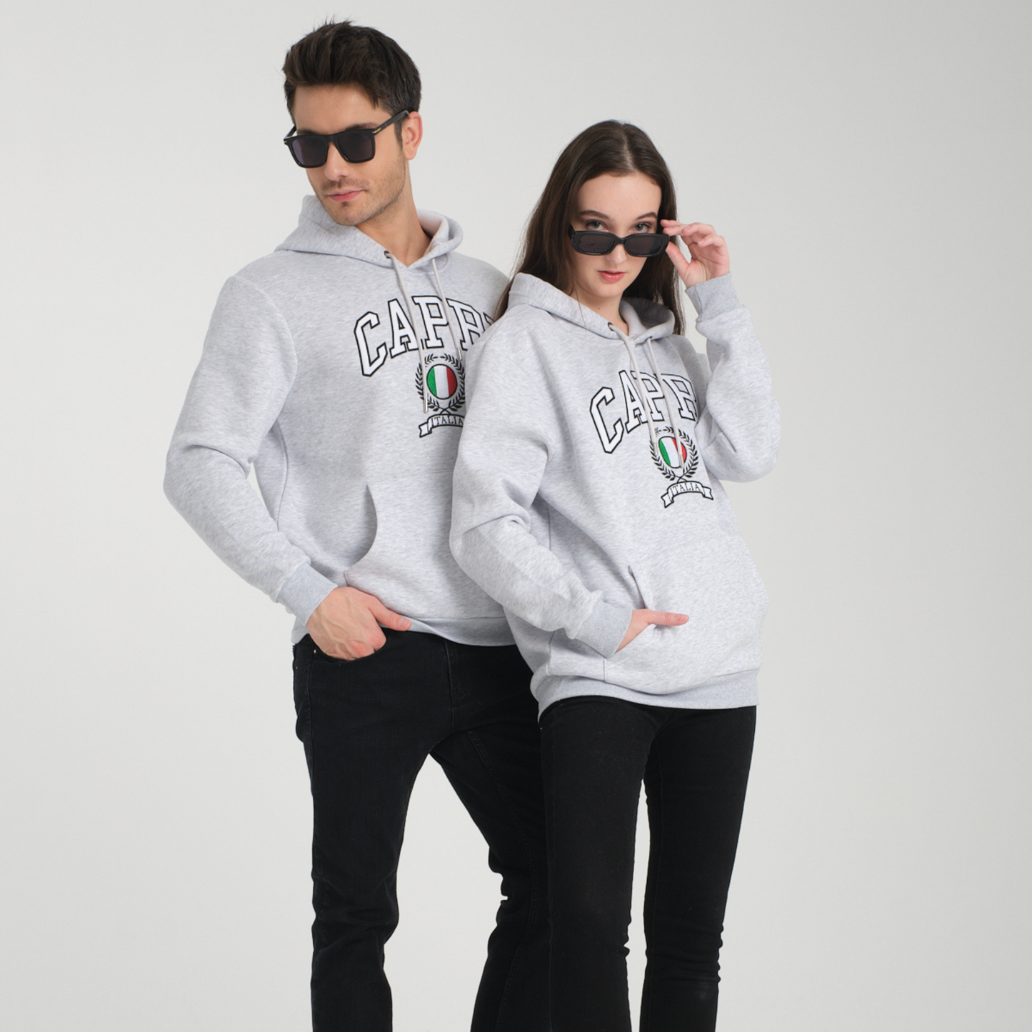 Felpa con Cappuccio Hoodie Capri Snow Melange – Interno Felpato - Felpa 23 Donna