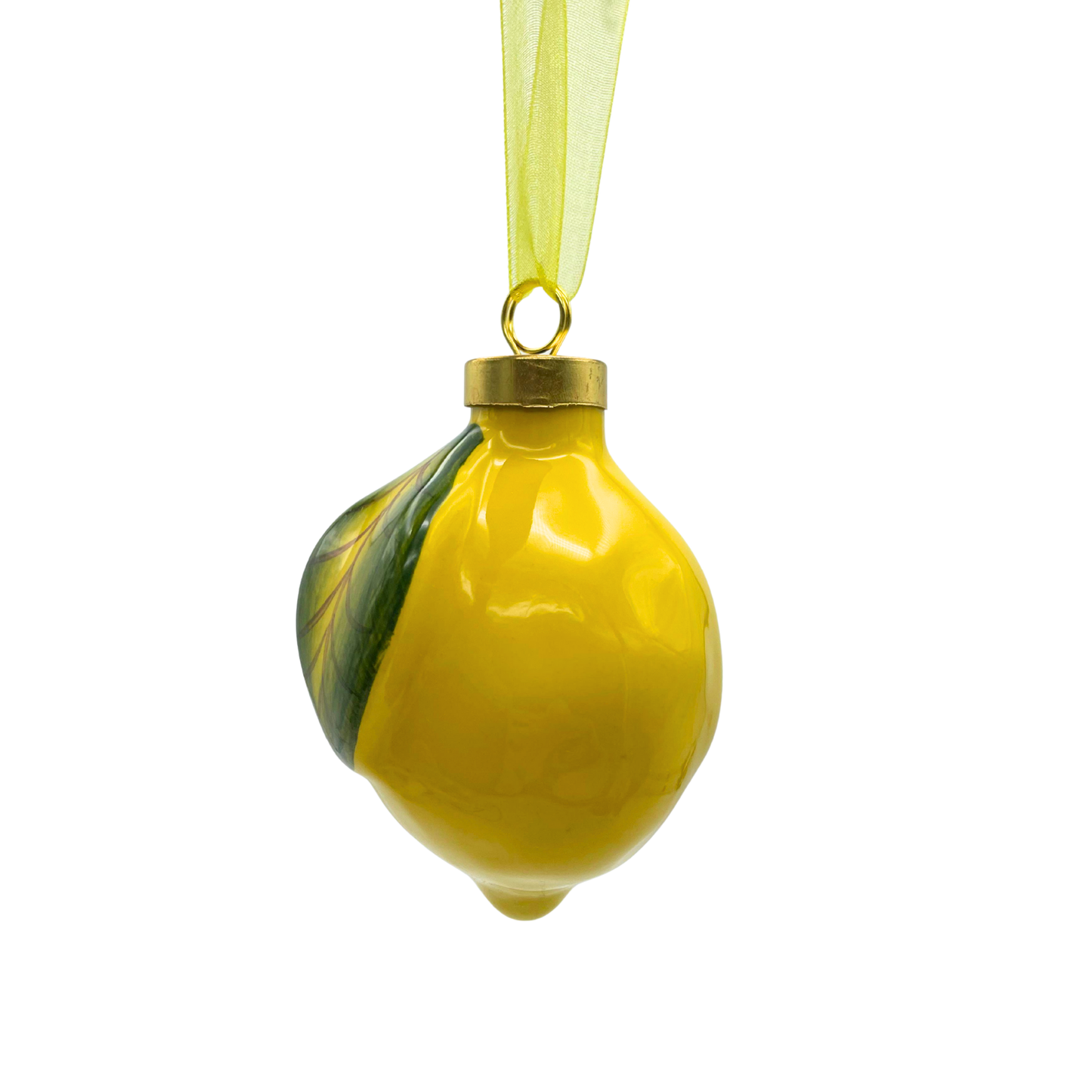 Pallina di Natale in Ceramica a Forma di Limone Piccola - 6 x 8,5 cm - SF25