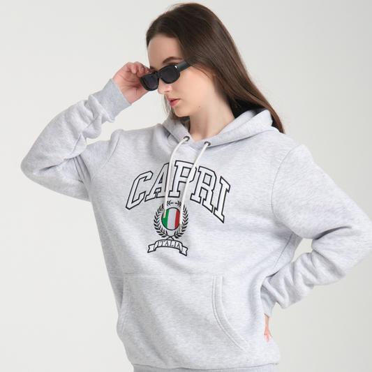Felpa con Cappuccio Hoodie Capri Snow Melange – Interno Felpato - Felpa 23 Donna