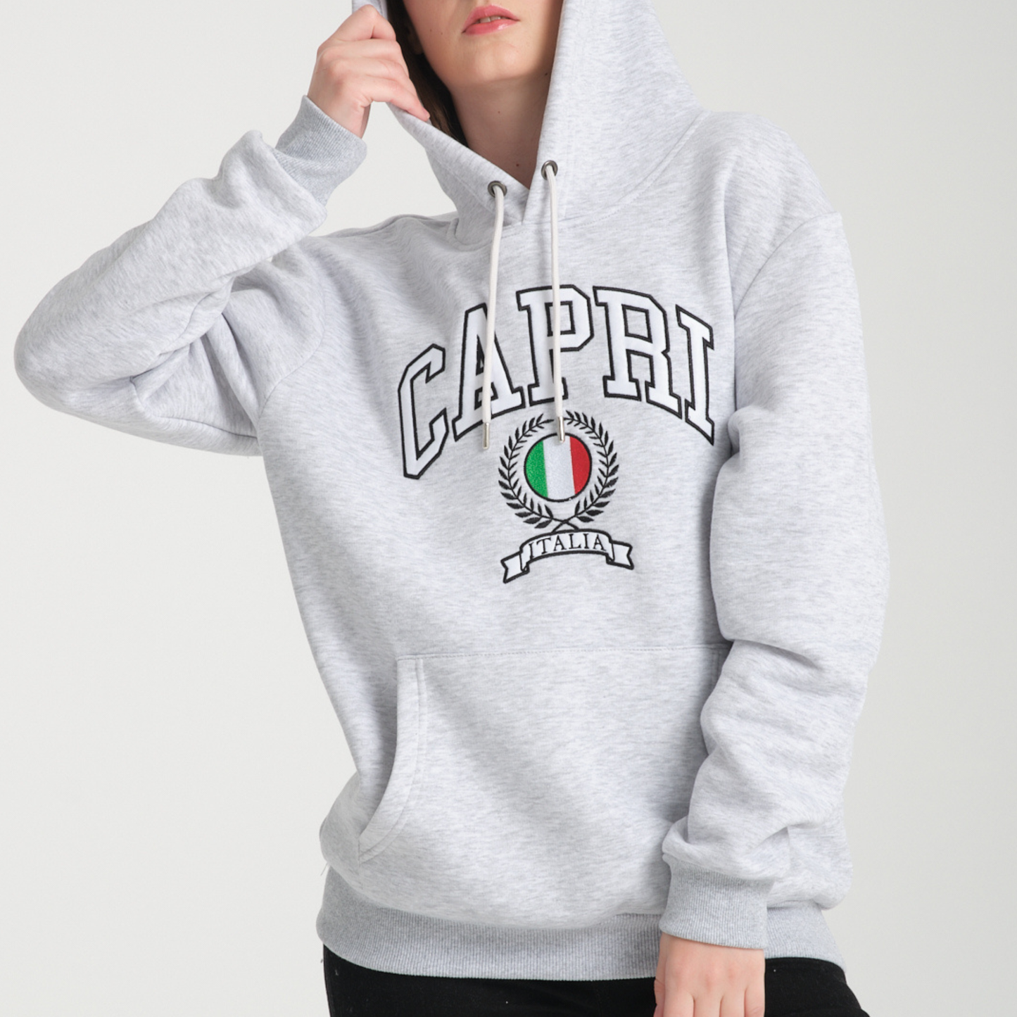 Felpa con Cappuccio Hoodie Capri Snow Melange – Interno Felpato - Felpa 23 Donna