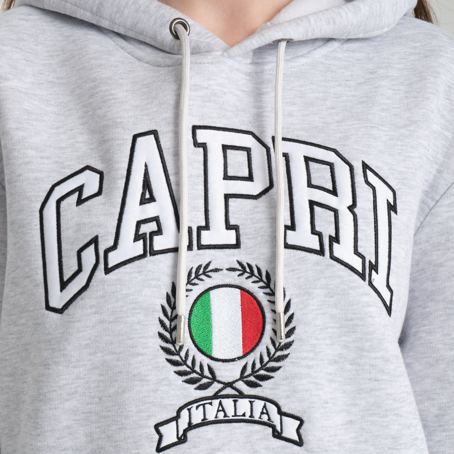 Felpa con Cappuccio Hoodie Capri Snow Melange – Interno Felpato - Felpa 23 Donna