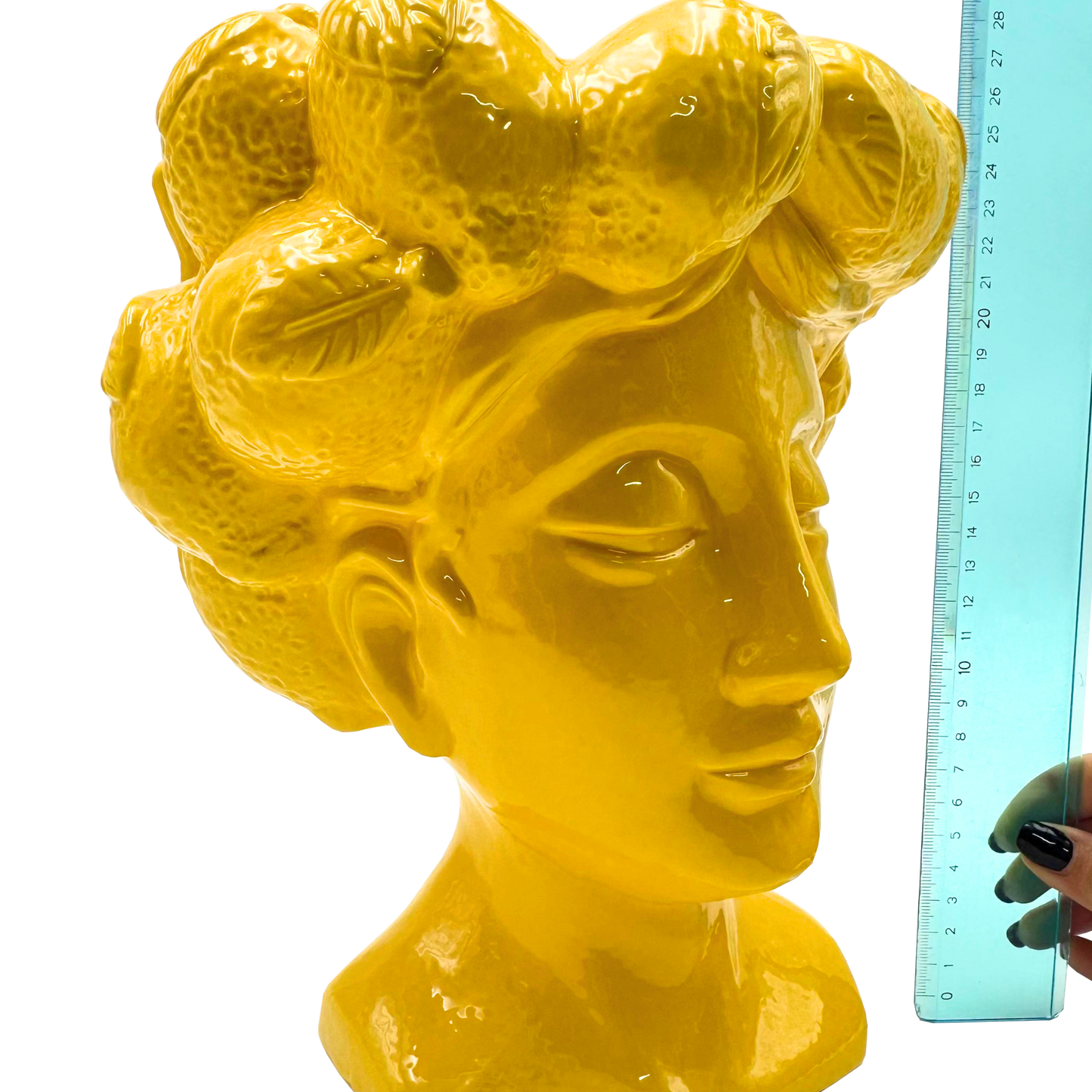 Testa di Moro in Ceramica Gialla Maxi 27 cm - Vaso Decorazione Siciliana | SF196