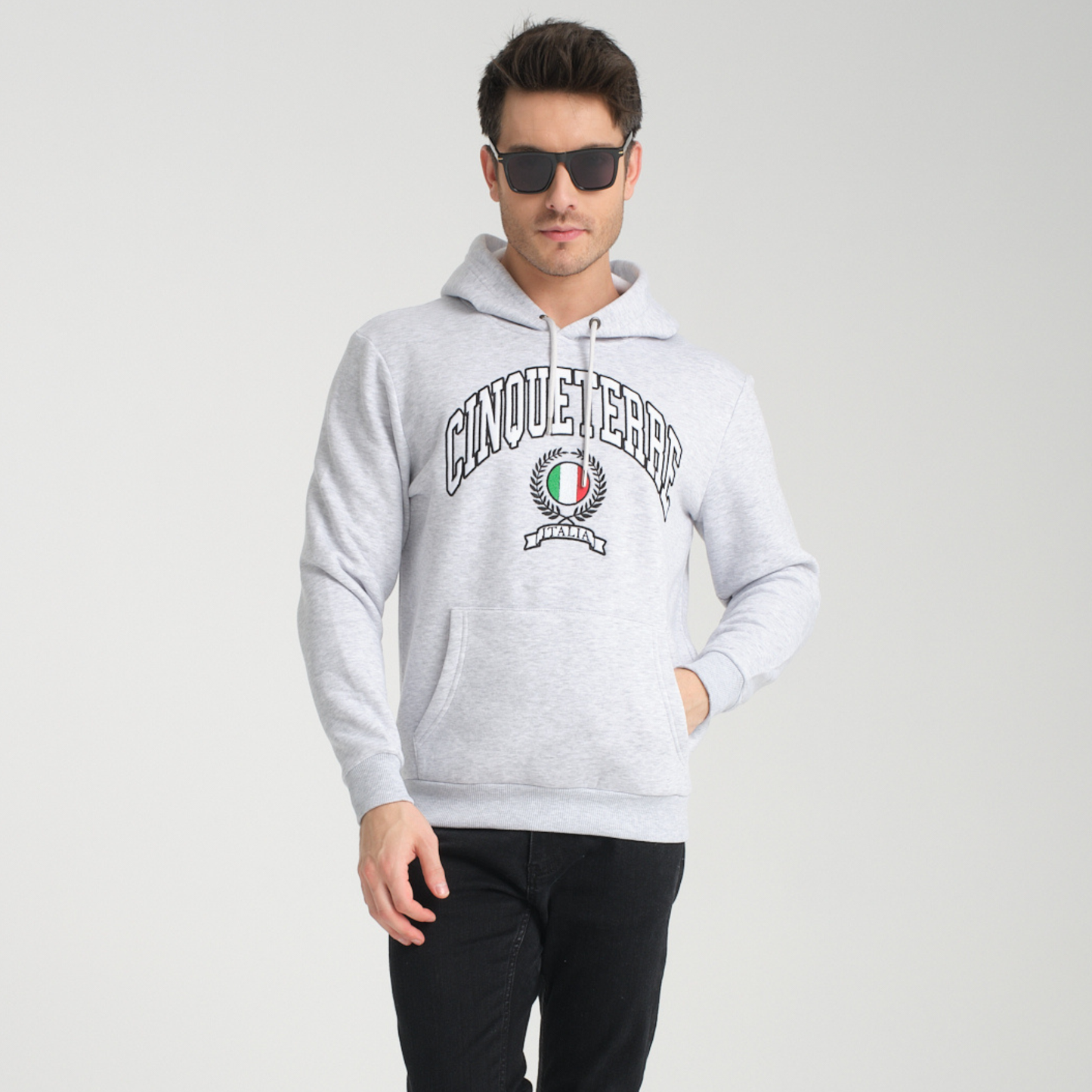 Felpa con Cappuccio Hoodie Cinque Terre Snow Melange - Interno Felpato - Felpa 26