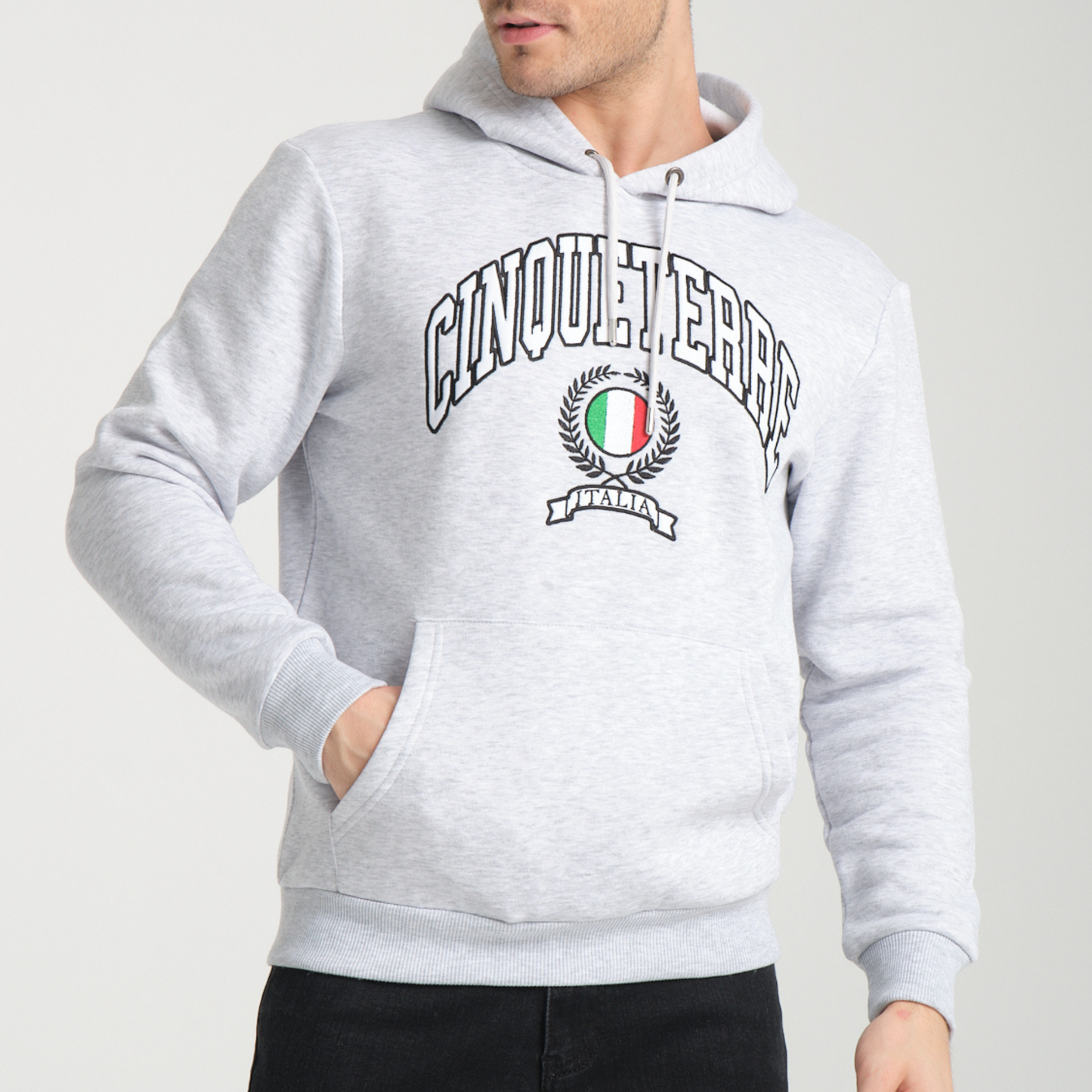Felpa con Cappuccio Hoodie Cinque Terre Snow Melange - Interno Felpato - Felpa 26