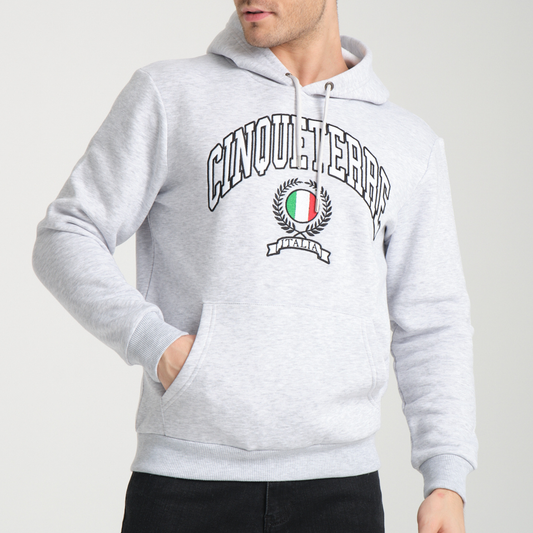 Felpa con Cappuccio Hoodie Cinque Terre Snow Melange - Interno Felpato - Felpa 26