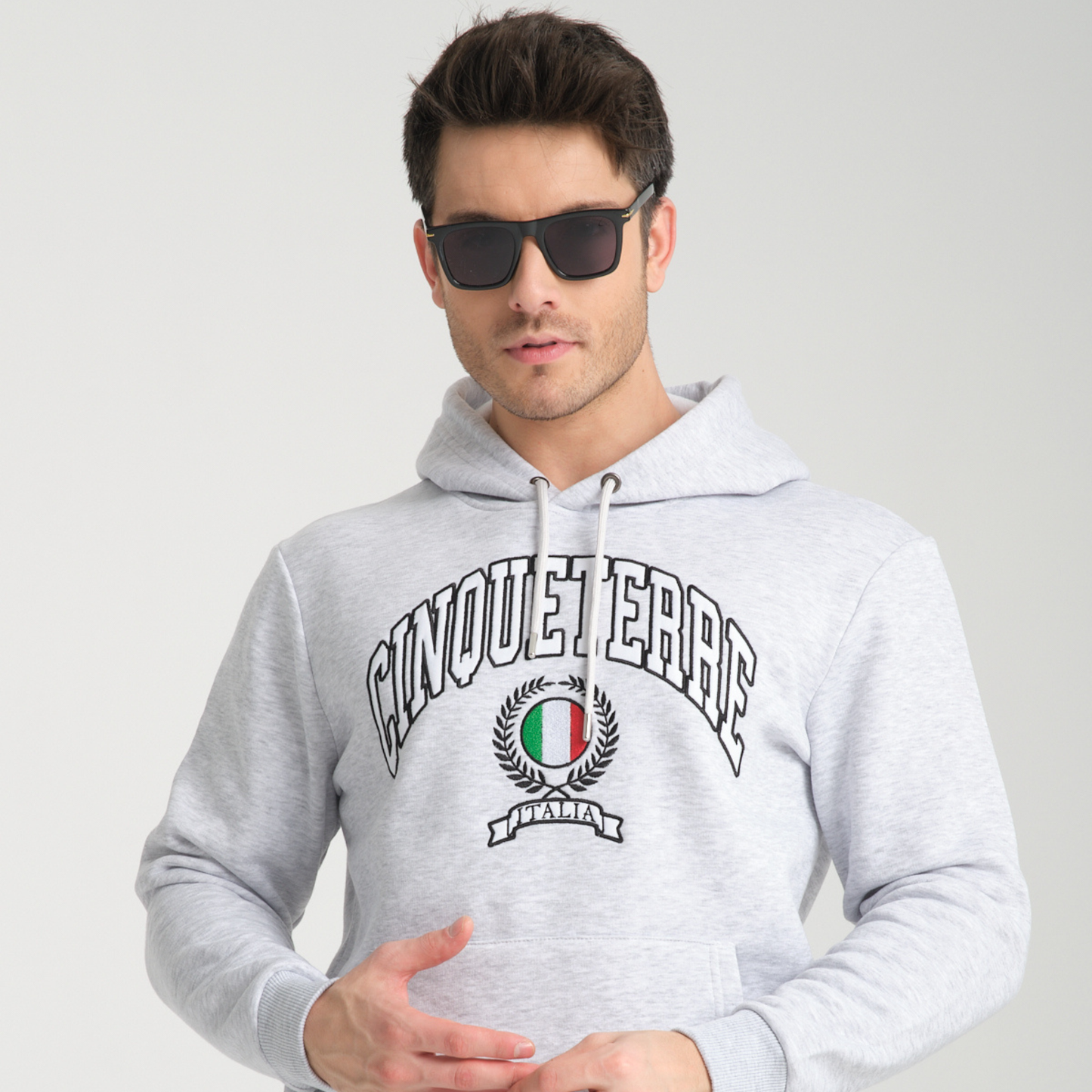 Felpa con Cappuccio Hoodie Cinque Terre Snow Melange - Interno Felpato - Felpa 26
