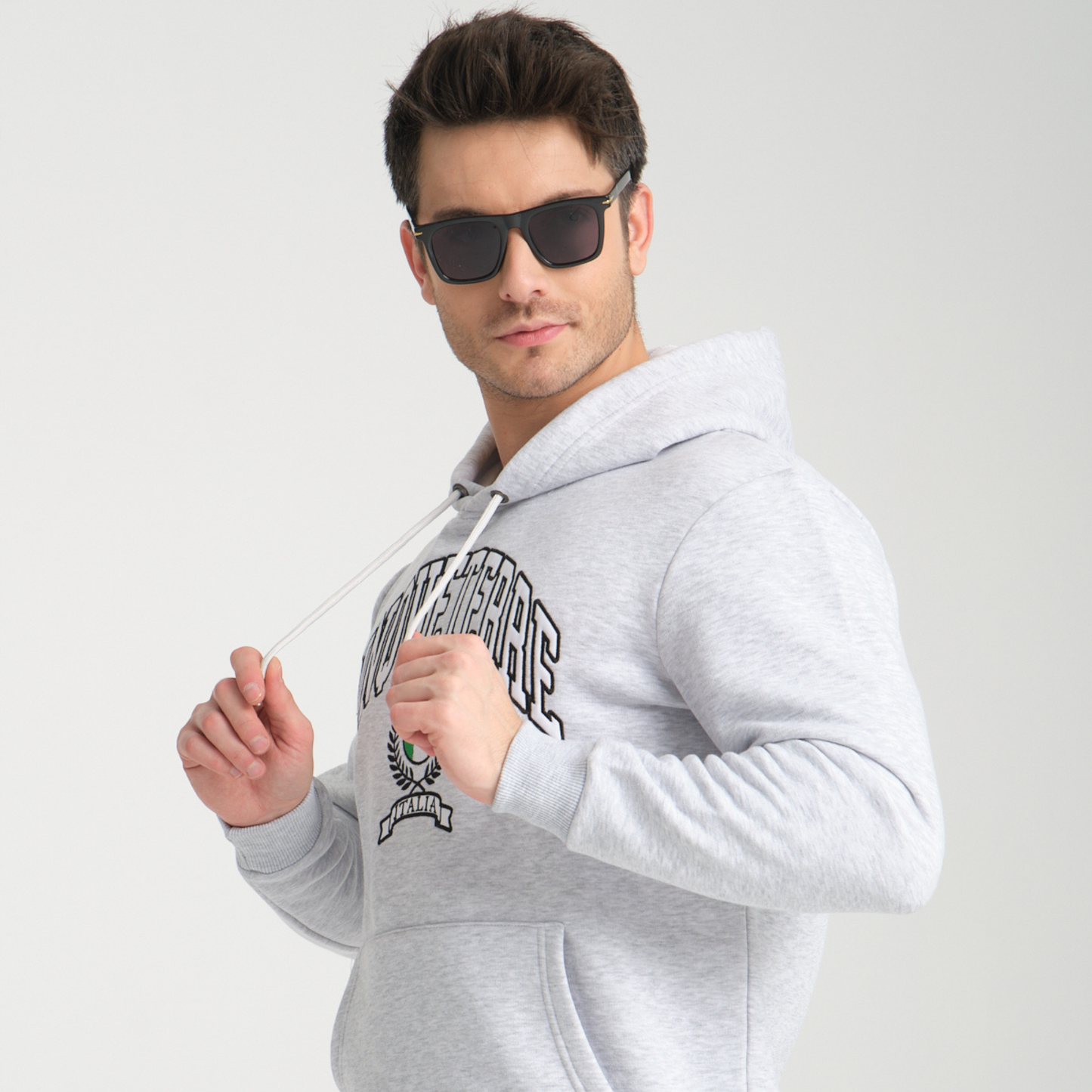 Felpa con Cappuccio Hoodie Cinque Terre Snow Melange - Interno Felpato - Felpa 26