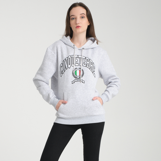 Felpa con Cappuccio Hoodie Cinque Terre Snow Melange - Interno Felpato - Felpa 26 Donna