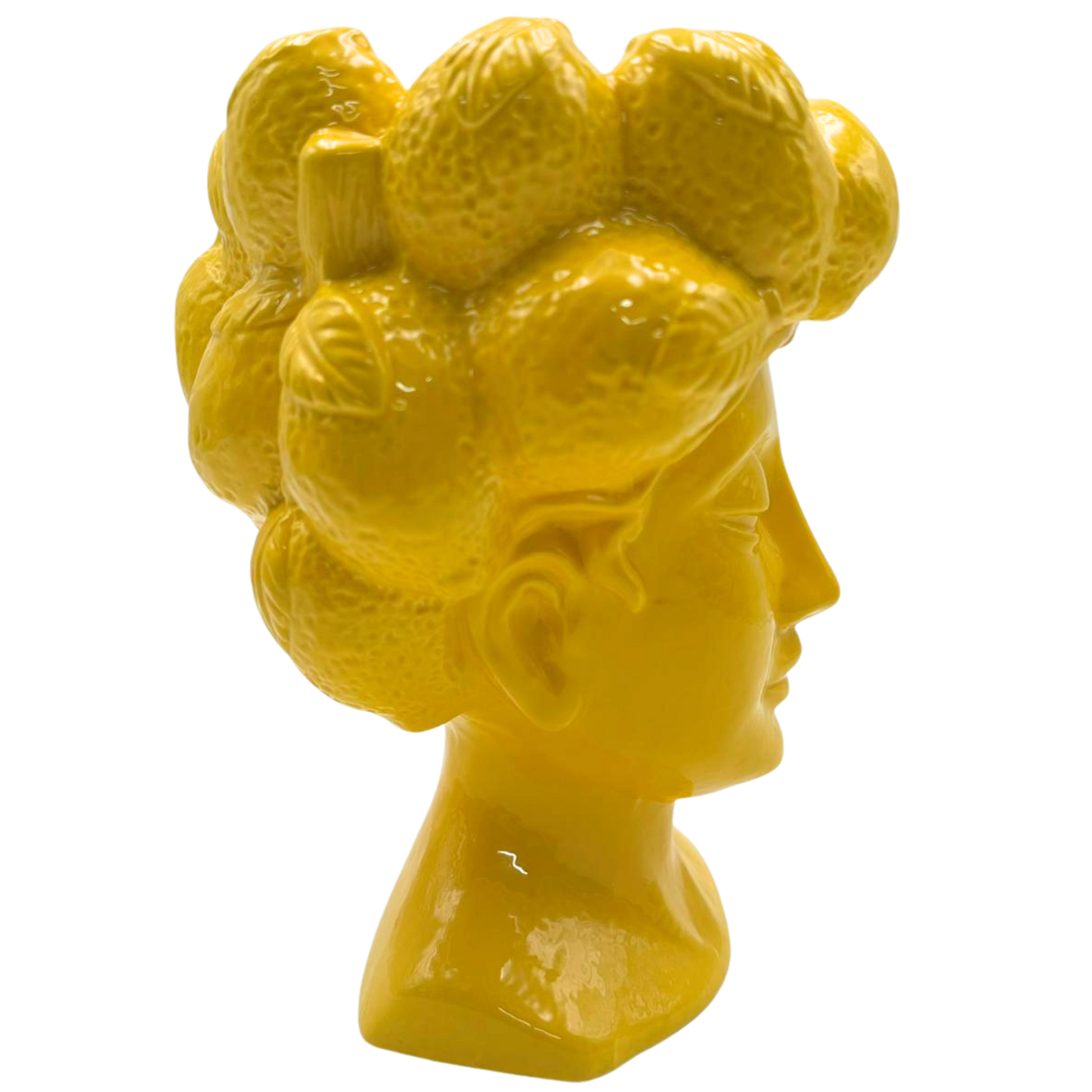 Testa di Moro in Ceramica Gialla Maxi 27 cm - Vaso Decorazione Siciliana | SF196