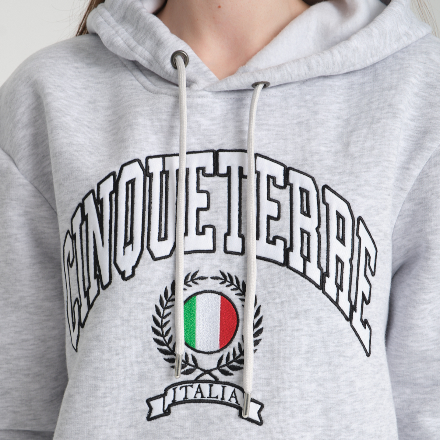 Felpa con Cappuccio Hoodie Cinque Terre Snow Melange - Interno Felpato - Felpa 26 Donna