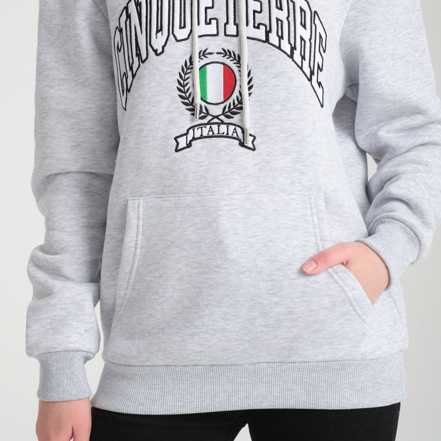 Felpa con Cappuccio Hoodie Cinque Terre Snow Melange - Interno Felpato - Felpa 26 Donna
