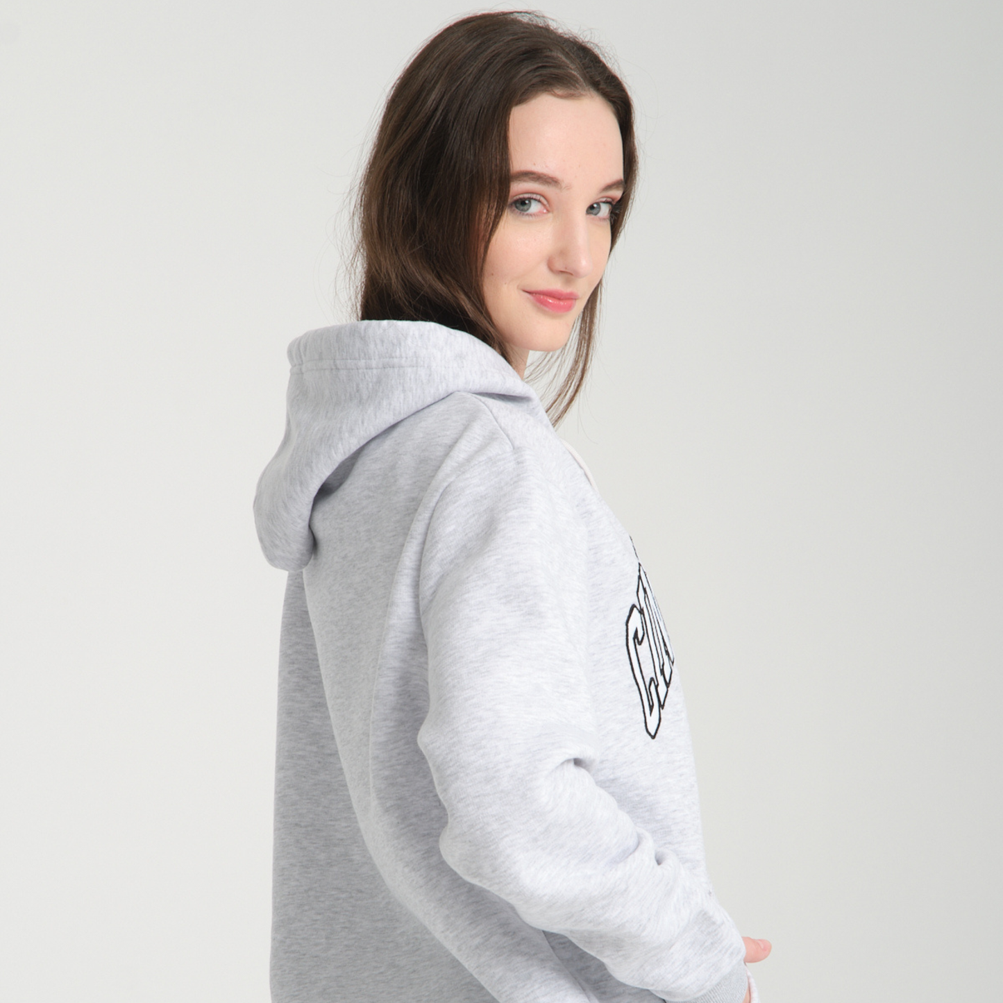 Felpa con Cappuccio Hoodie Cinque Terre Snow Melange - Interno Felpato - Felpa 26 Donna