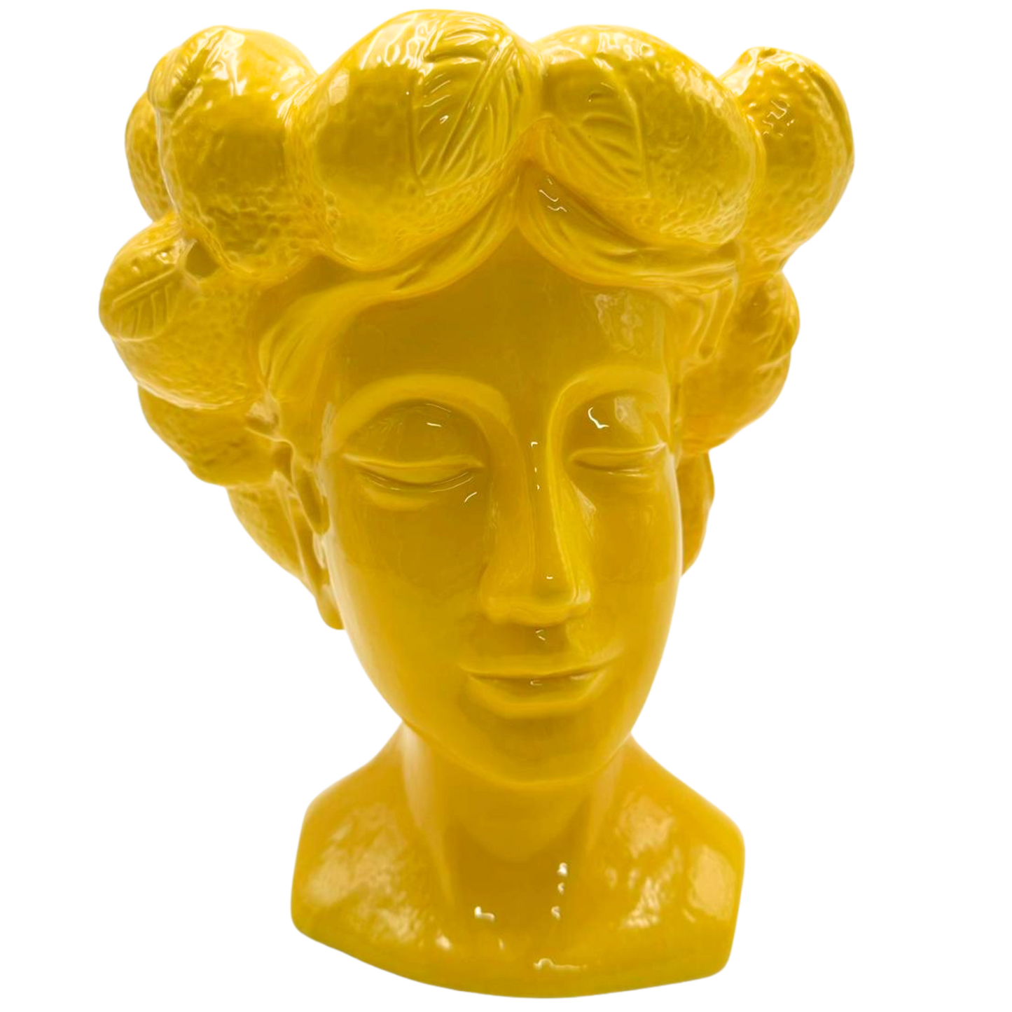 Testa di Moro in Ceramica Gialla Maxi 27 cm - Vaso Decorazione Siciliana | SF196