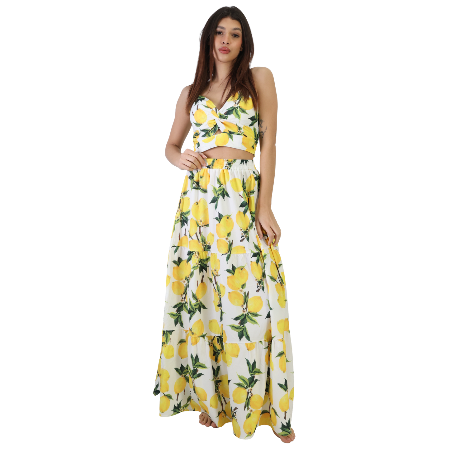 Completo set coordinato top e gonna lunga con fantasie diverse - VEST194