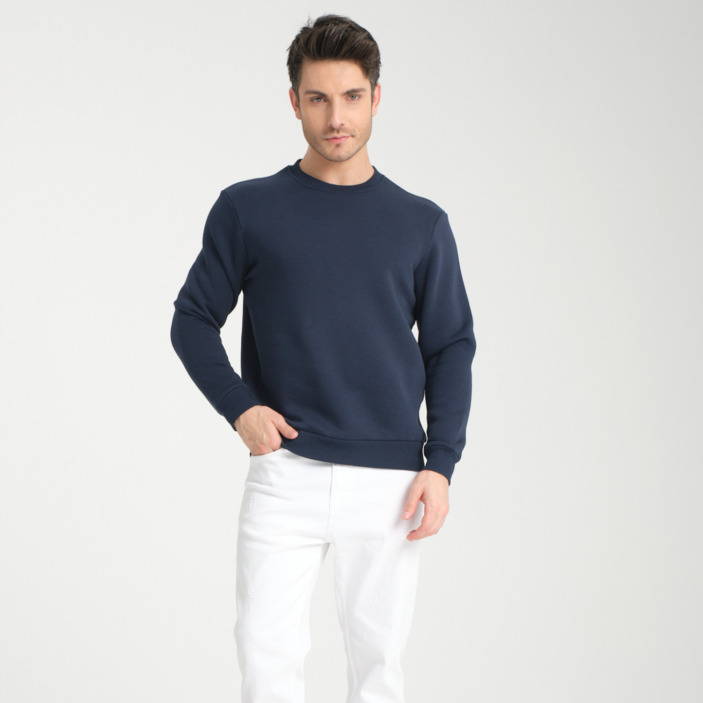 Felpa Blu Navy Basic Girocollo - Interno Felpato - Felpa 38