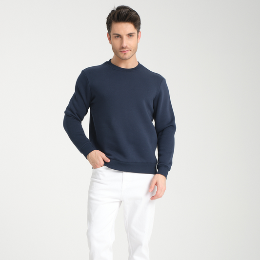 Felpa Blu Navy Basic Girocollo - Interno Felpato - Felpa 38