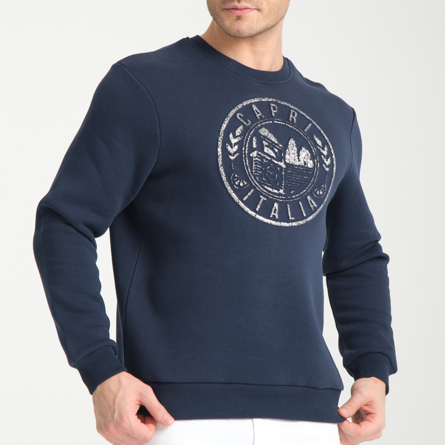 Felpa Girocollo Capri Blu Navy - Interno Felpato - Felpa 42