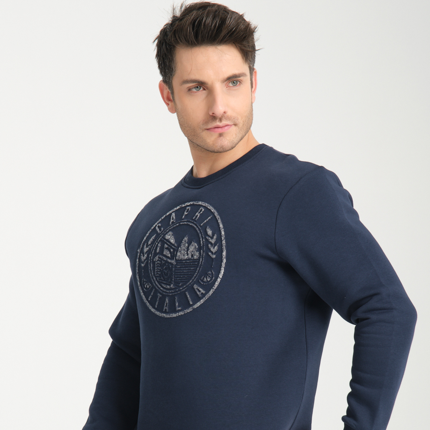 Felpa Girocollo Capri Blu Navy - Interno Felpato - Felpa 42