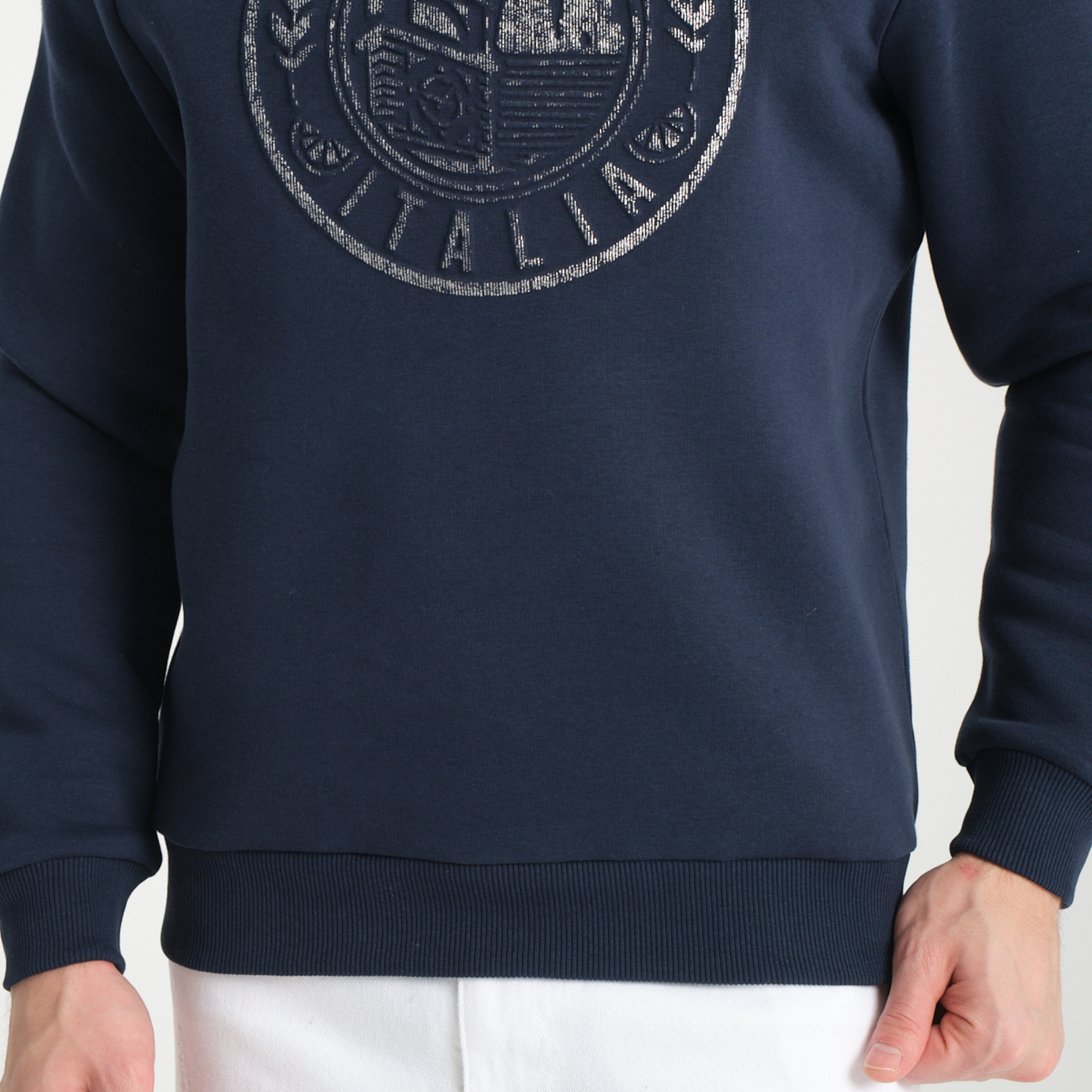 Felpa Girocollo Capri Blu Navy - Interno Felpato - Felpa 42