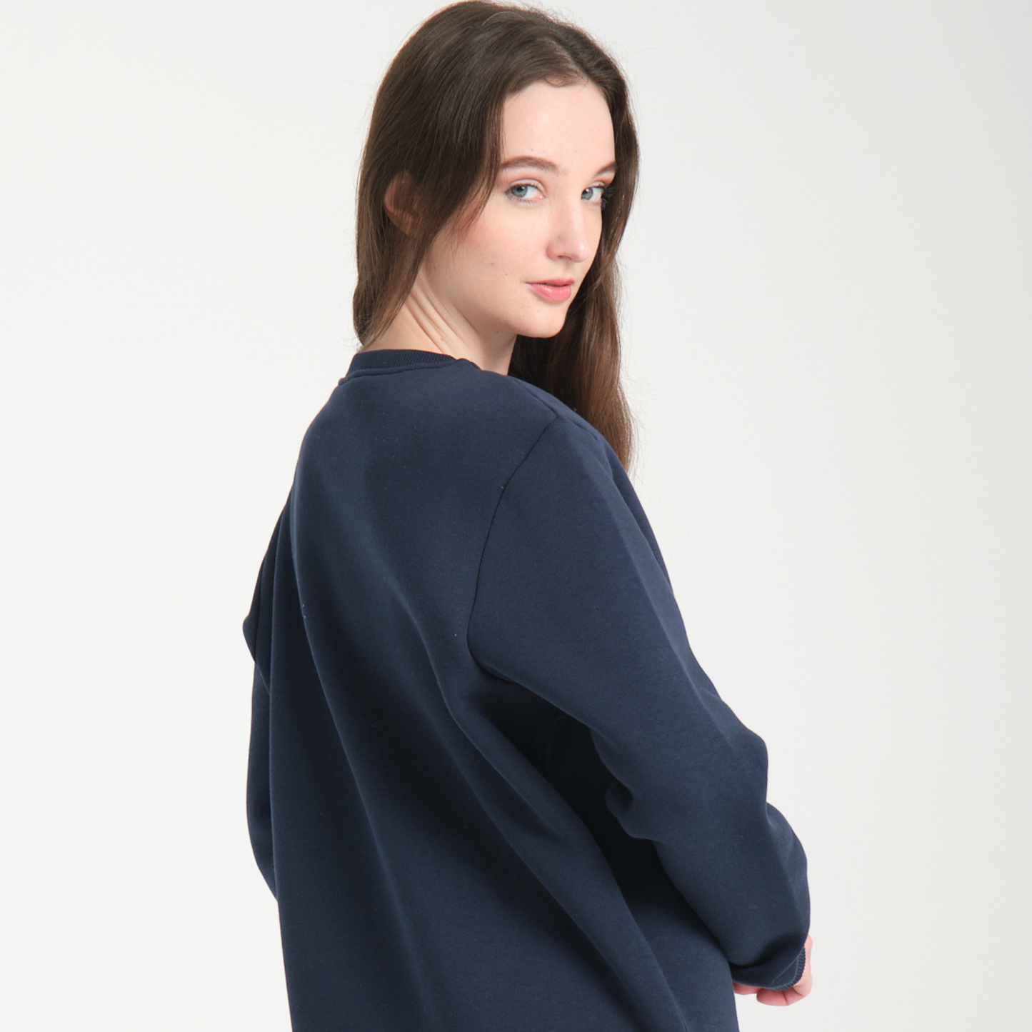 Felpa Girocollo Capri Blu Navy - Interno Felpato - Felpa 42 Donna