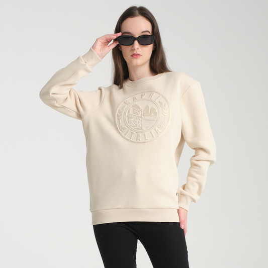 Felpa Girocollo Capri Yellow Butter - Interno Felpato - Felpa 42 Donna