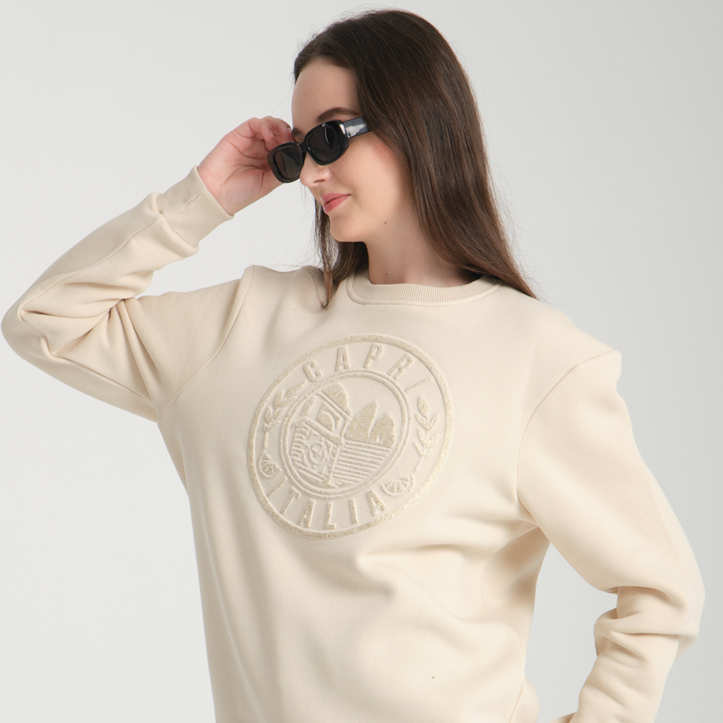 Felpa Girocollo Capri Yellow Butter - Interno Felpato - Felpa 42 Donna