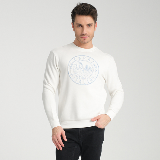 Felpa Girocollo Capri White - Interno Felpato - Felpa 42