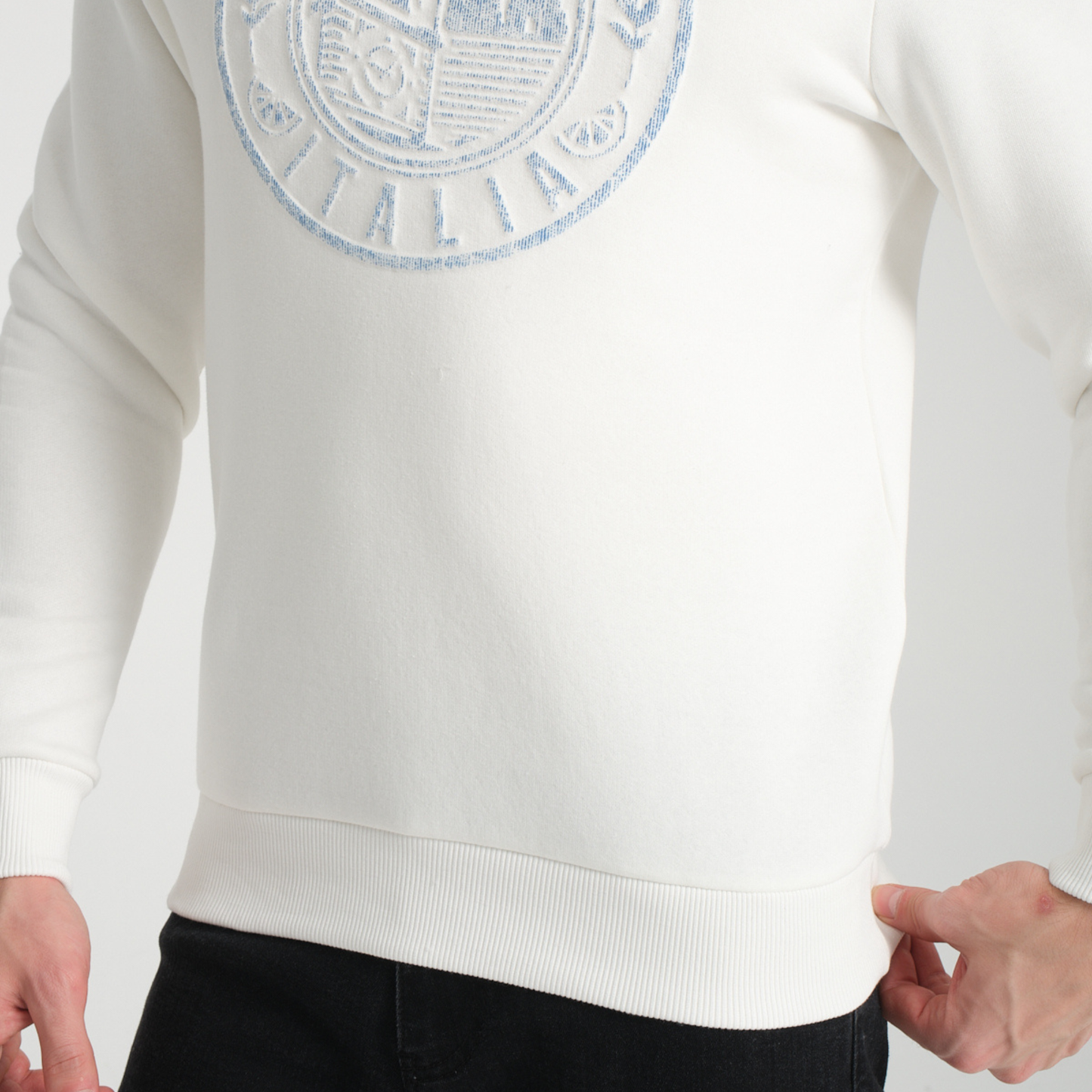 Felpa Girocollo Capri White - Interno Felpato - Felpa 42
