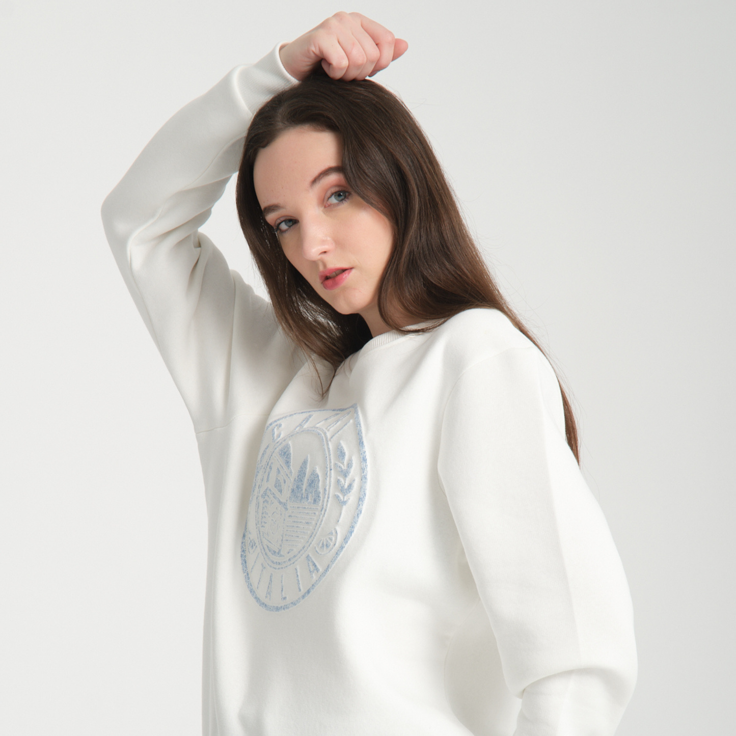 Felpa Girocollo Capri White - Interno Felpato - Felpa 42 Donna