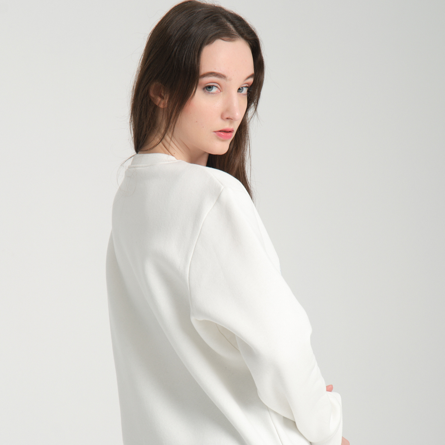 Felpa Girocollo Capri White - Interno Felpato - Felpa 42 Donna