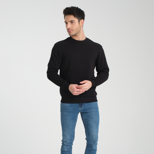 Felpa Black Basic Girocollo - Interno Felpato - Felpa 38
