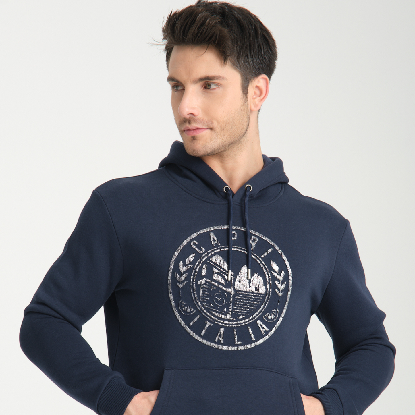 Felpa con Cappuccio Hoodie Capri Blu Navy - Interno Felpato - Felpa 43